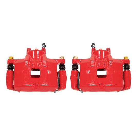 PowerStop front red brake calipers with brackets for Dodge Caliber 2007-2012, performance brake caliper pair.
