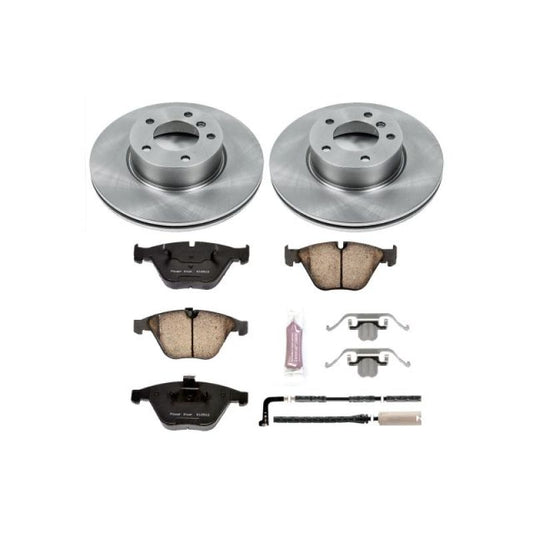 PowerStop OE brake kit for BMW 328i xDrive 2009-2010, front auto specialty brake components with rotors and calipers visible.