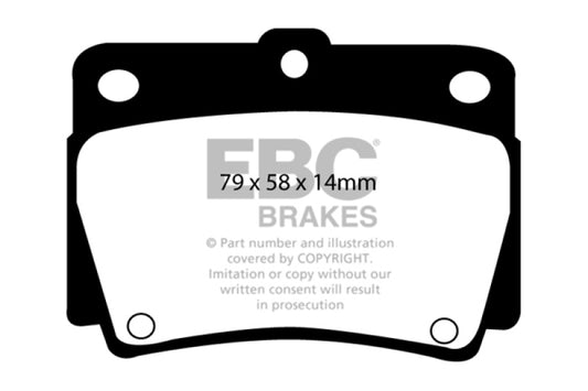 EBC Ultimax2 rear brake pads for Mitsubishi Montero Sport 97-00, OE quality brake pads shown in the image.