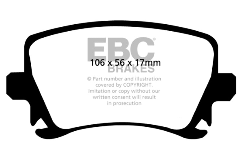 EBC Redstuff rear brake pads for Audi A3 2.0 Turbo, Girling rear caliper, high-performance brake pads for enhanced stopping power.