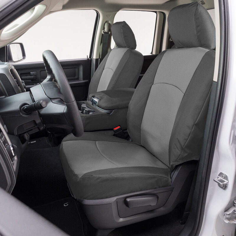 Covercraft Endura PrecisionFit custom second row seat covers for Toyota Grand Highlander, gray fabric with precise fit and stitching
