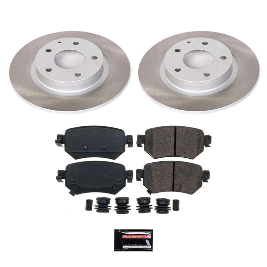 PowerStop rear semi-coated brake rotor kit for Mazda 6 (2016-2021) with performance blank rotors, shown installed on vehicle.