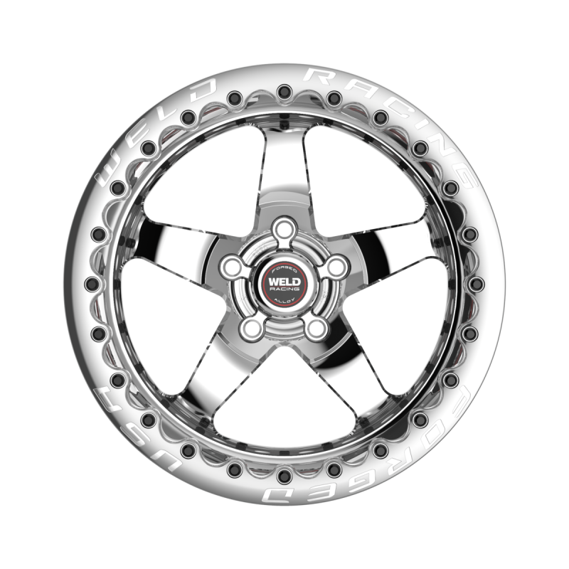 Weld S71 Beadlock forged wheel with 17x10.5 inch size, polished center and shell, 5x120 bolt pattern, 3.18 HB finish.