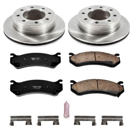 PowerStop rear Autospecialty brake kit for 2003 Chevrolet Silverado 1500 HD, includes brake rotors and pads for OE replacement.