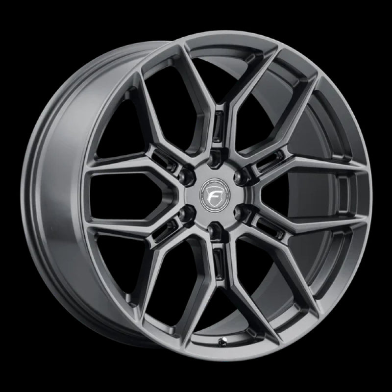 Forgestar X12 22x10 satin anthracite cast wheel with 6x135 bolt pattern and ET30 offset, shown from a side view.