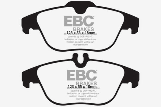 EBC Redstuff rear brake pads for Mercedes-Benz GLK250 2.1 Twin TD, high-performance brake pads with red friction material.