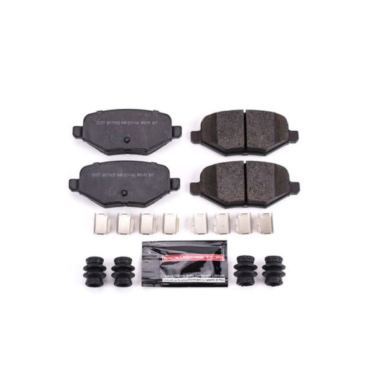 PowerStop Z23 Evolution Sport rear brake pads for Ford Edge 2011-2013, includes hardware, high-performance brake components.