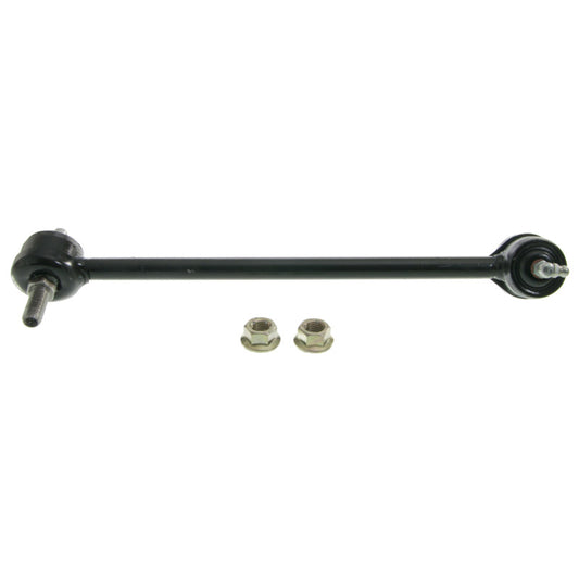 Moog front right sway bar endlink for Chrysler Sebring 2001-2005, close-up of the metal link with rubber bushings.