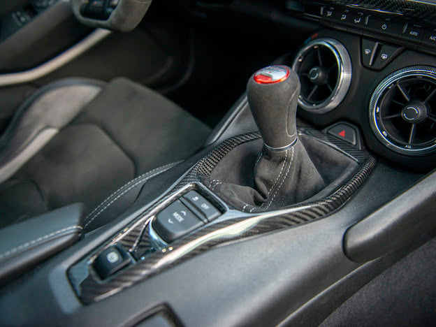 2016+ 6TH GEN CAMARO CARBON FIBER CENTER CONSOLE GEAR SHIFT PANEL COVER