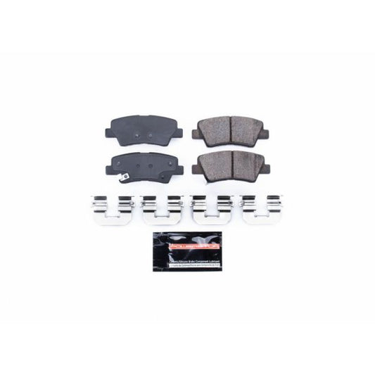 PowerStop Z23 Evolution Sport rear brake pads with hardware for Hyundai Tucson 2016-2019, performance brake replacement.