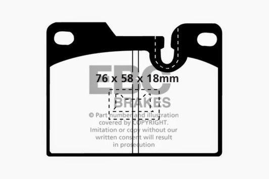 EBC Greenstuff rear brake pads for Porsche 924 2.0 Turbo, performance brake pads with green friction material, shown in image.
