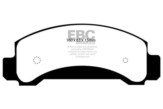 EBC Ultimax2 front brake pads for Ford Aerostar 1994-1997, OE style, durable brake pads with metal backing and friction material.