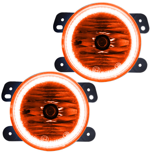 Oracle Lighting LED halo fog lights for Jeep Wrangler JK, pre-assembled amber fog lights with bright LED halos.