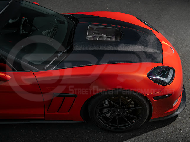 2005-2013 Chevrolet Corvette C6 | ZR1 Style Carbon Fiber Front Hood w/ Clear Window Insert