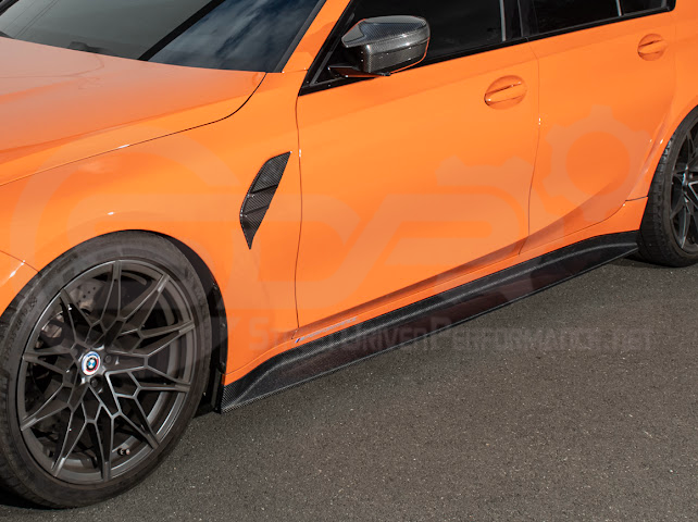 2021-UP BMW G80 M3 SEDAN | 3D STYLE CARBON FIBER ADD-ON SIDE SKIRTS ROCKER PANEL EXTENSION GROUND EFFECTS
