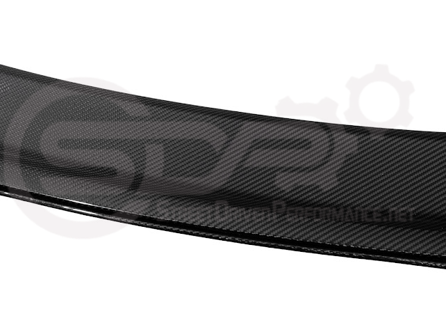 Dark Horse style carbon fiber rear wickerbill spoiler wing for 2015-2023 Ford Mustang, designed for enhanced aerodynamics and sporty look.