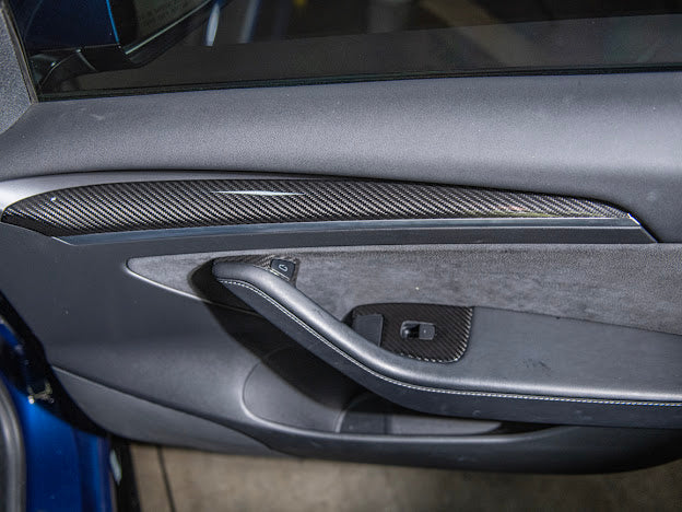 2020-UP TESLA MODEL 3 & Y CARBON FIBER INTERIOR DOOR TRIM PANEL COVER