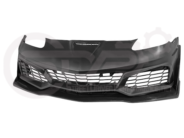2005-2013 Corvette C6 Z06 | C7 ZR1 Style Primer Black Front Bumper Conversion Kit Replacement