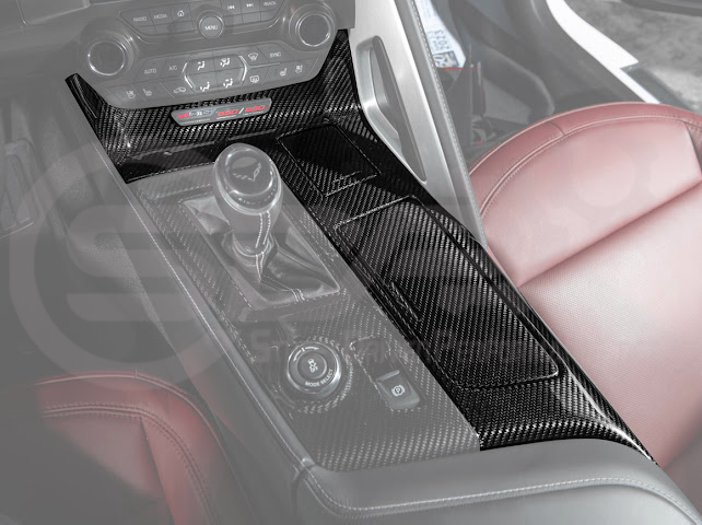 2014-2019 Corvette C7 | Carbon Fiber Center Console Bezel Cup Holder Trim Panel (Fits all Models)