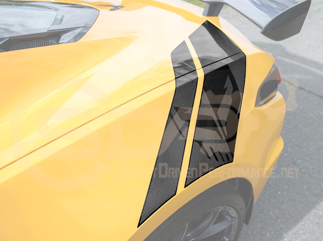 2020-UP CORVETTE C8 REAR FENDERS RACING STRIPES DECALS