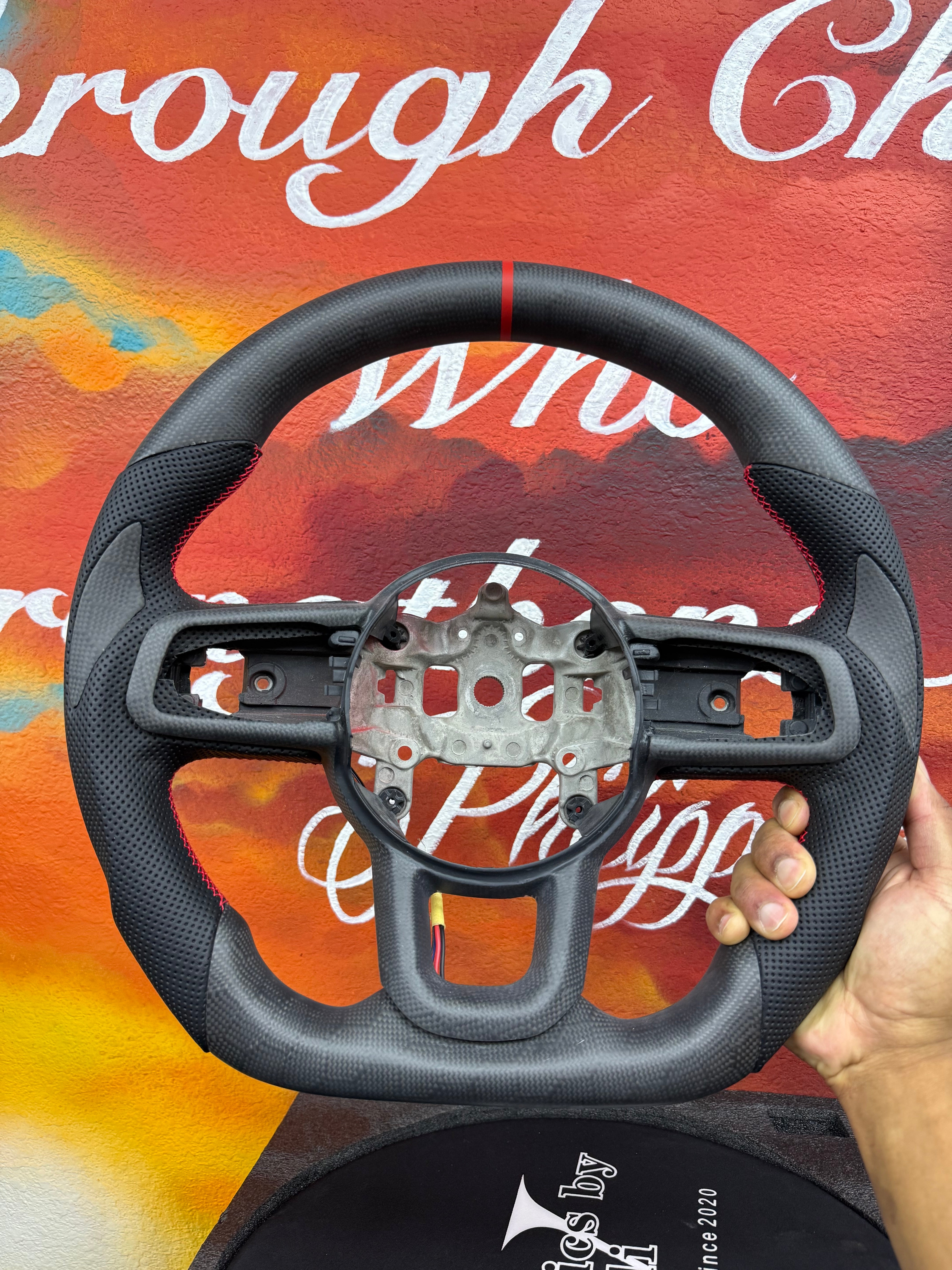 2018-Present Jeep Wrangler JL | Honey Comb Carbon Fiber Matte Steering Wheel with Perforated Leather Hand Grips
