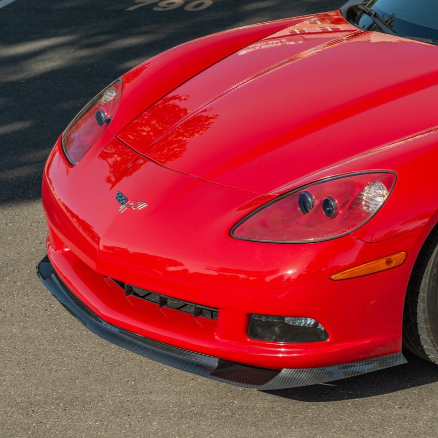 2005-2013 Corvette C6 Base Model | ZR1 Style Hydro-Dipped Carbon Fiber Front Lip Splitter Ground Effects