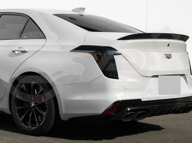 2020-Up Cadillac CT4 | SMOKE TINTED Rear Tail Light Trim Bezel Cover Pair