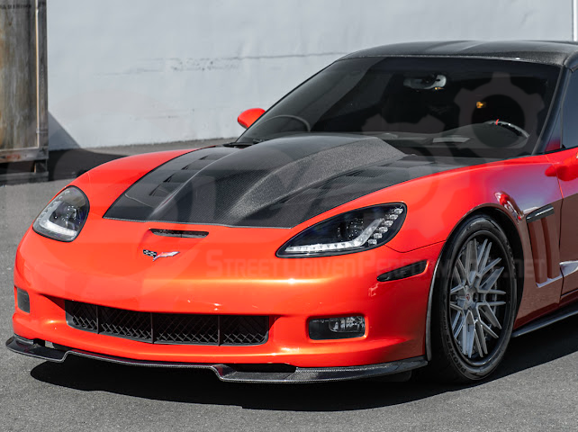 2005-2013 C6 Corvette - 427 /Grand Sport / Z06 / ZR1 | ZRA1 Style Front Splitter Lip Ground Effects (Carbon Fiber or Primer Black)