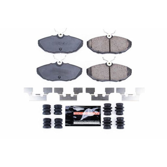PowerStop Z23 Evolution Sport brake pads for 2005 Jaguar Vanden Plas rear, with hardware, designed for high-performance braking.