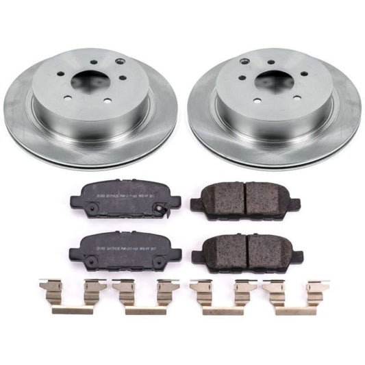 PowerStop OE rear brake kit for 2018-2019 Infiniti Q50, featuring brake rotors and pads for reliable stopping power.