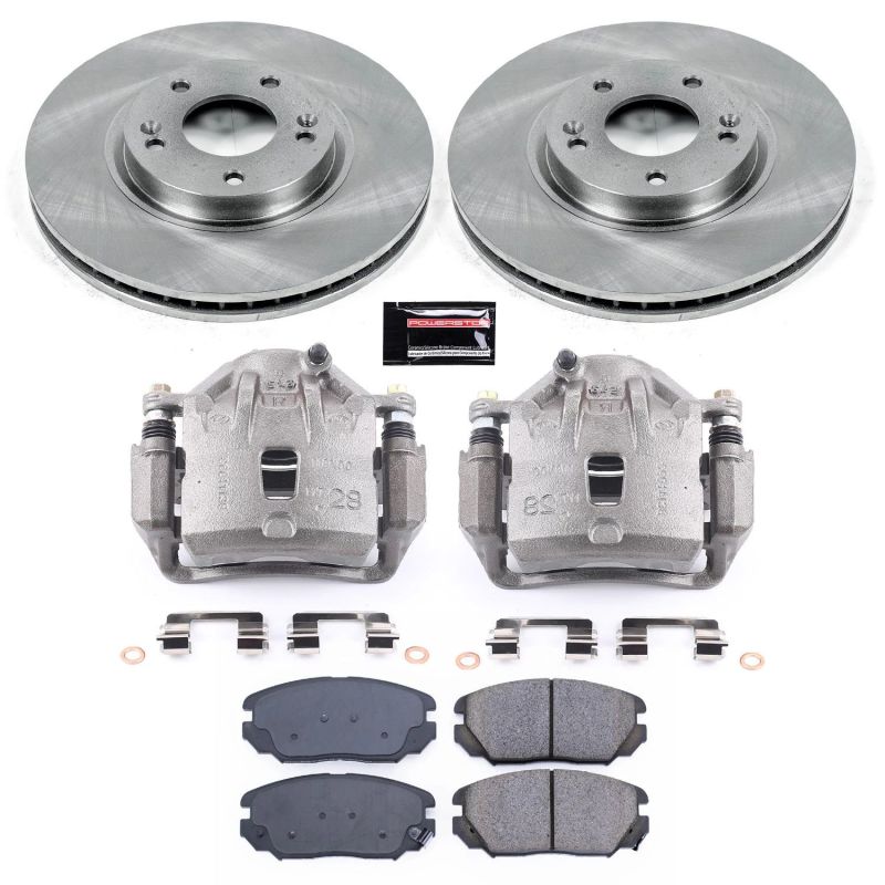 PowerStop OE front brake kit with calipers for Hyundai Sonata 2006-2010, including brake rotors and pads.