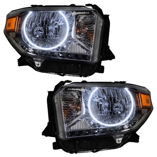 Oracle 14-17 Toyota Tundra SMD headlight with white LED bulbs, showcasing the bright, modern headlight assembly for Toyota Tundra.