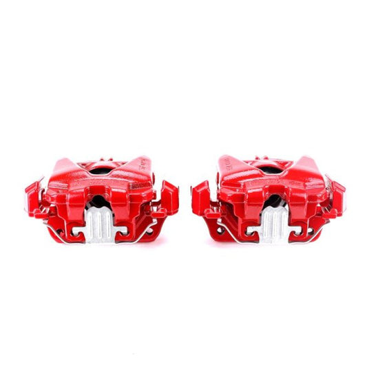 PowerStop front red brake calipers with brackets for BMW 328i (2008-2013) shown in the image, performance replacement part.