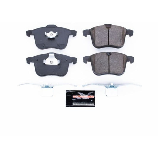 PowerStop Z23 Evolution Sport brake pads with hardware for Saab 9-3 front brake system, performance automotive replacement parts.