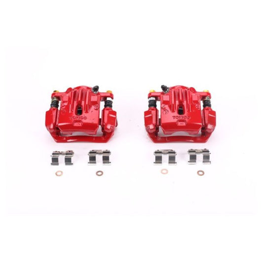 PowerStop rear red brake calipers with brackets for Subaru Legacy 2006-2009, performance brake calipers, pair of front and rear.
