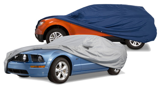 Gray Covercraft Custom Car Cover for Chevrolet Corvette Coupe 2014-2019, made of Ultratect material, protects the vehicle.