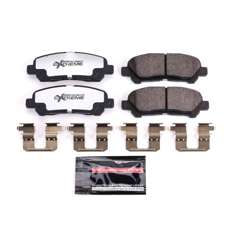 PowerStop rear Z36 truck and tow brake pads for Toyota Highlander 2008-2013 with hardware installed, performance brake pad set.