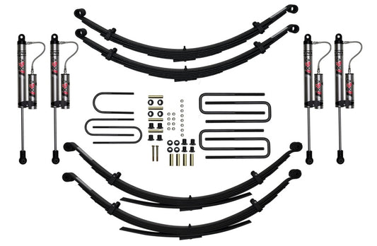 Skyjacker 7-8 inch suspension lift kit for 74.5-93 Dodge DGE 1-ton trucks, showing assembled components and suspension parts.