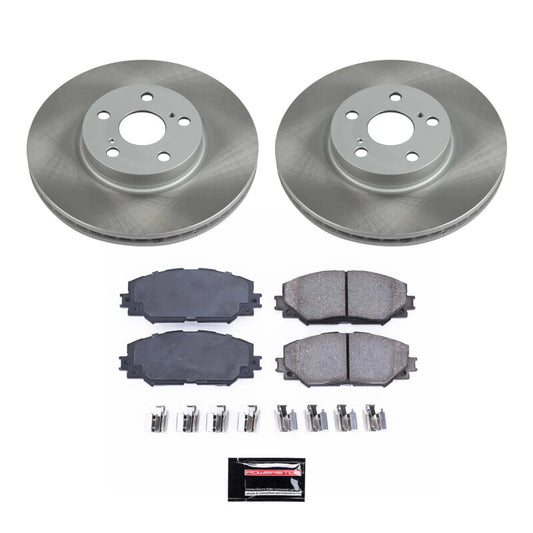 PowerStop front semi-coated brake rotor kit for 2009-2013 Toyota Matrix, performance blank brake rotors with vented design