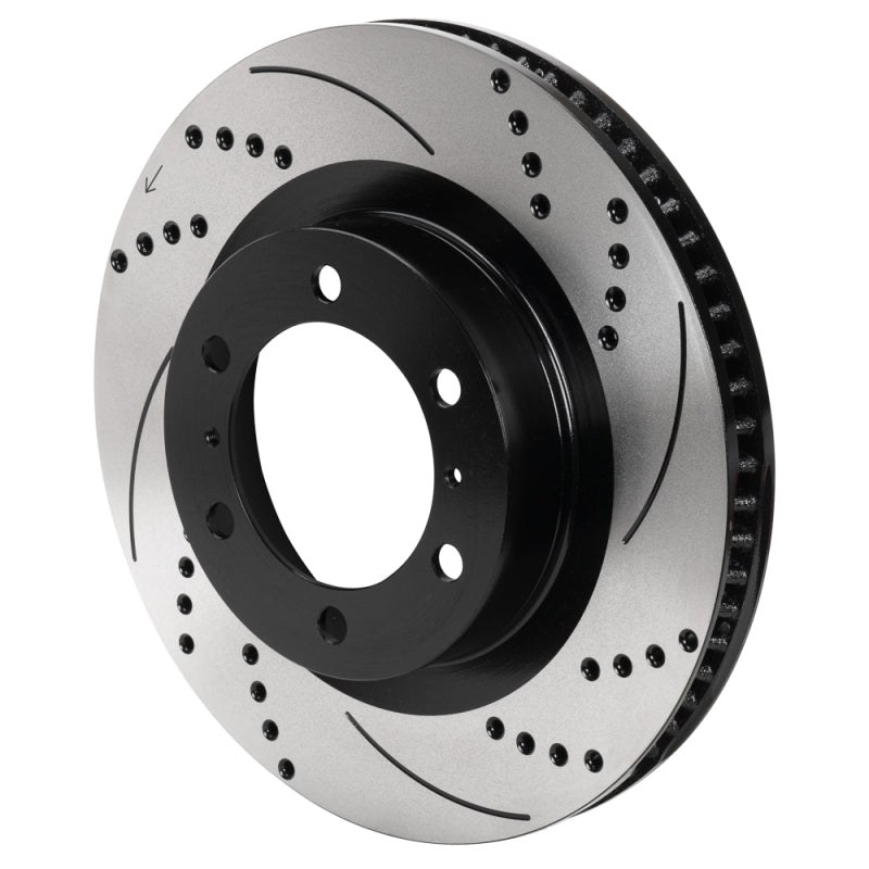 Wilwood 6x5.5 SRP drilled and slotted black electro coat brake rotor for left-hand side, 2-piece design, automotive brake component
