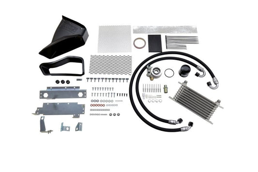 HKS 2023+ Honda Civic Type R FL5 S Type black oil cooler kit installed, showing the sleek cooling components and hoses.