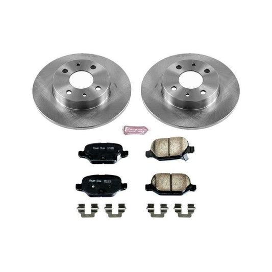 PowerStop rear brake kit for Fiat 500 2012-2018, includes OE-style brake components and hardware for reliable stopping power.