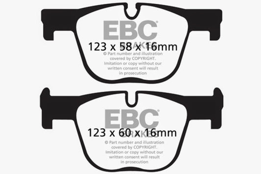 EBC Greenstuff rear brake pads for BMW ActiveHybrid 3 3.0 Turbo, performance brake pads for enhanced stopping power.