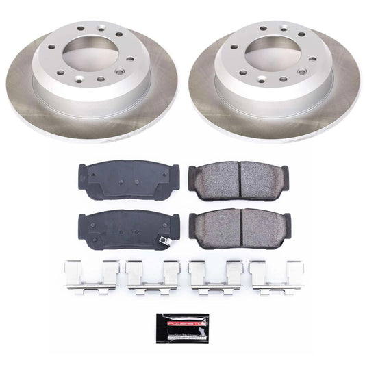 PowerStop rear semi-coated rotor kit for 2006 Kia Sedona, performance brake kit with brake rotors and hardware.