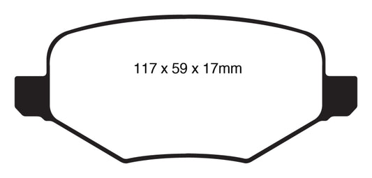 EBC Ultimax2 rear brake pads for Ford Edge 2.0 Turbo, OE style, showing the brake pad set with metal backing plates and friction material