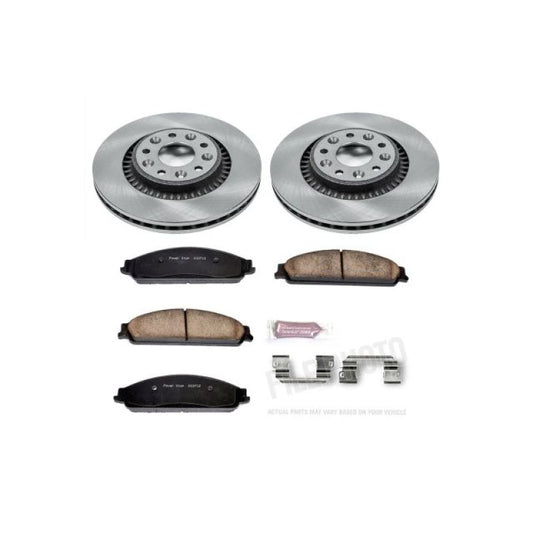 PowerStop OE front brake kit for 2005-2007 Ford Five Hundred, includes brake rotors and pads for enhanced stopping power.