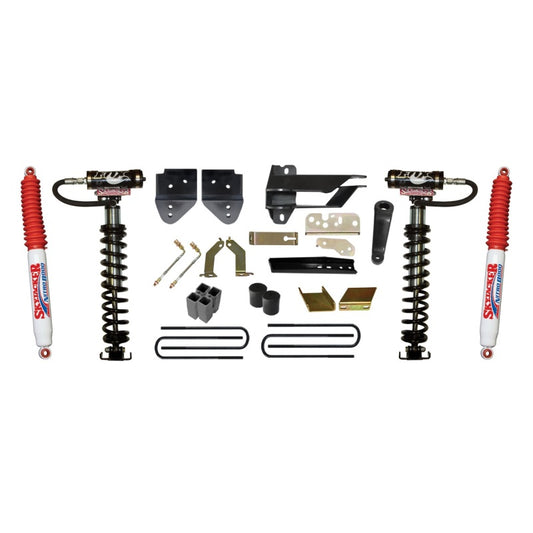 Skyjacker 6-inch coilover lift kit installed on a 2017 Ford F350 4WD, showing the heavy-duty suspension components.