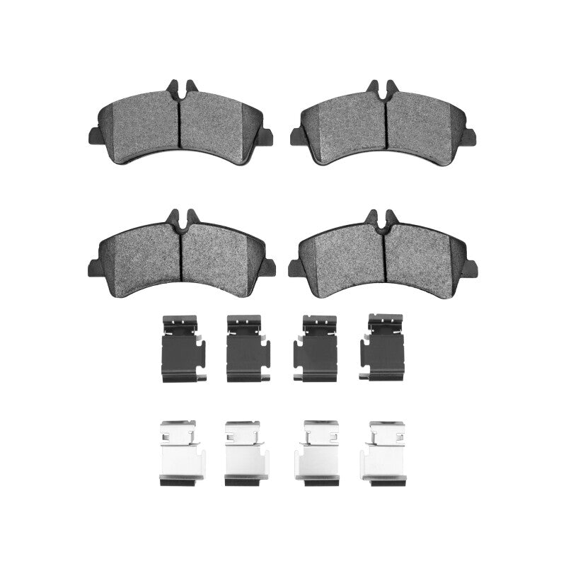 R1 Concepts OE ceramic brake pads and hardware kit for Dodge Sprinter 3500 rear axle, includes pads and mounting hardware.
