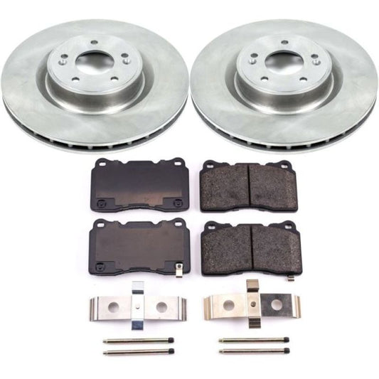 PowerStop OE front brake kit for 2010-2016 Hyundai Genesis Coupe, includes brake rotors and pads, automotive brake components