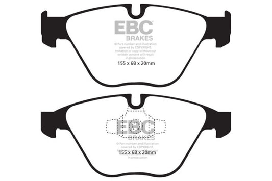 EBC Redstuff performance front brake pads for BMW X1 2.0 Turbo (28i), designed for enhanced braking performance.